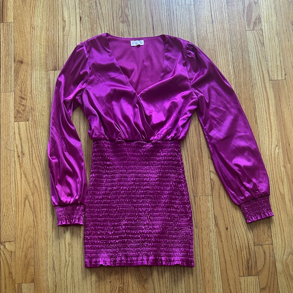 Pink Lily Vibrant Pink Satin Top